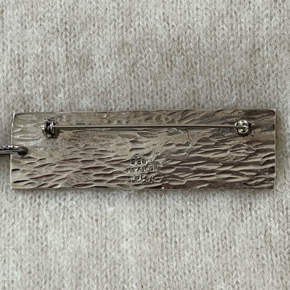 925 Sterling Silver Vintage 80’s Mexico Pin Brooch Native American Rectangle - Picture 7 of 11